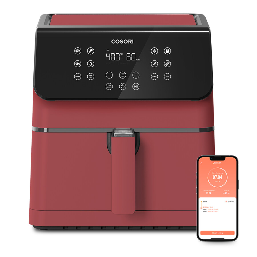 pro ii smart airfryer van 58 liter - rood