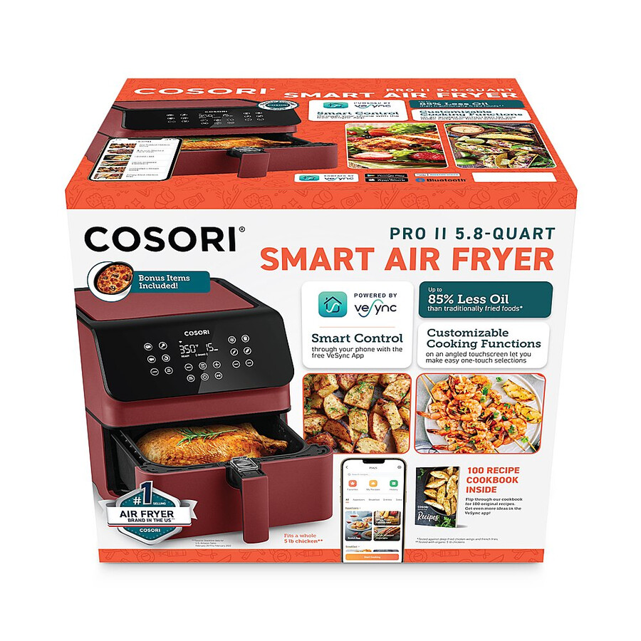 pro ii smart airfryer van 58 liter - rood