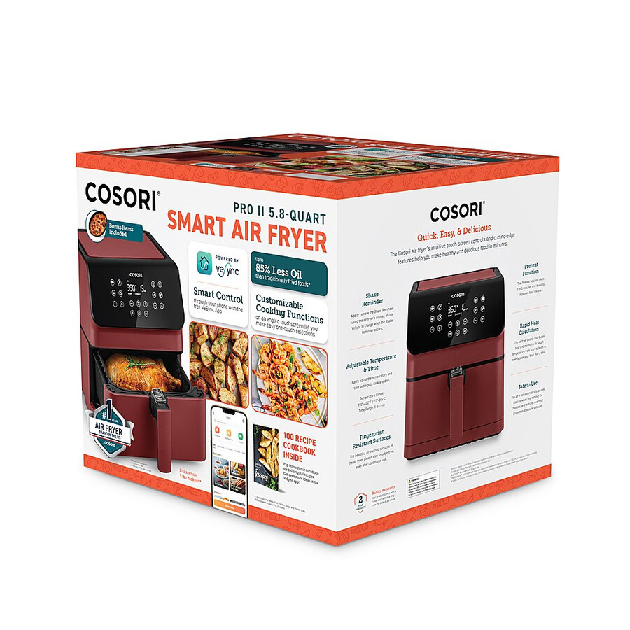 pro ii smart airfryer van 58 liter - rood