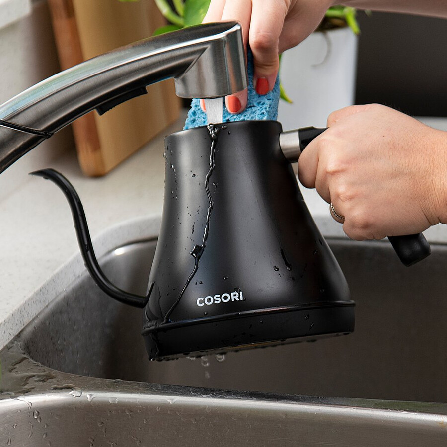 slimme waterkoker met zwanenhals van 08 liter - zwart